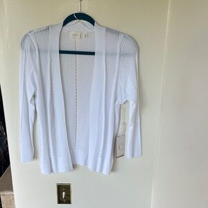 Cyrus White Open-Front Cardigan
